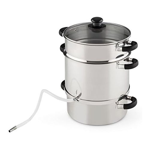  Klarstein Applebee - Elektrischer Dampfentsafter, Edelstahl Fruchtentsafter, 1500 W Starkes Heizelement, integriertes 1500 W, 8 L Volumen, Ø 25 cm, Cool-Touch-Griffe, inkl. Zubehoer