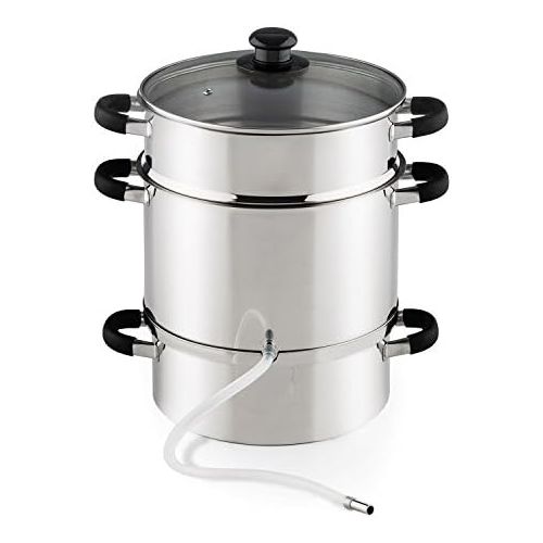  Klarstein Applebee - Elektrischer Dampfentsafter, Edelstahl Fruchtentsafter, 1500 W Starkes Heizelement, integriertes 1500 W, 8 L Volumen, Ø 25 cm, Cool-Touch-Griffe, inkl. Zubehoer