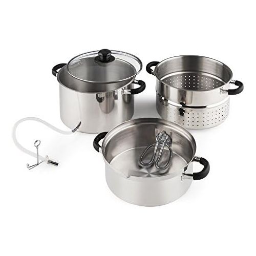  Klarstein Applebee - Elektrischer Dampfentsafter, Edelstahl Fruchtentsafter, 1500 W Starkes Heizelement, integriertes 1500 W, 8 L Volumen, Ø 25 cm, Cool-Touch-Griffe, inkl. Zubehoer