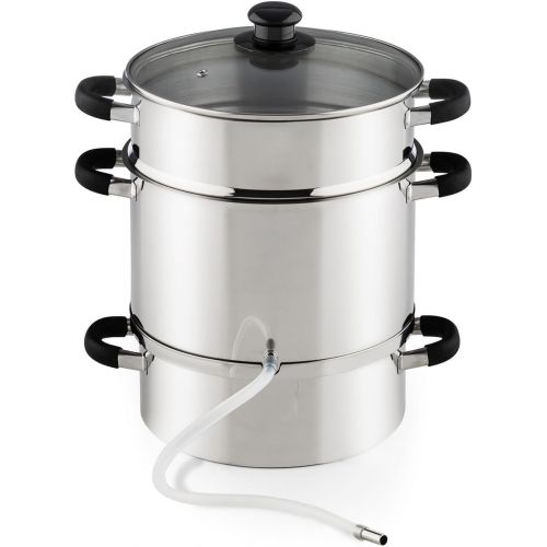  Klarstein Applebee - Elektrischer Dampfentsafter, Edelstahl Fruchtentsafter, 1500 W Starkes Heizelement, integriertes 1500 W, 8 L Volumen, Ø 25 cm, Cool-Touch-Griffe, inkl. Zubehoer