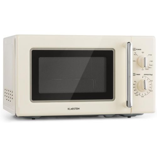  Klarstein Caroline Mikrowelle - Mikrowellen-Grill-Kombigerat, 2-in-1 Mikrowelle Grillfunktion, 20 Liter Garraum, 700 / 1000 Watt Leistung, Ø 25,5cm, beige