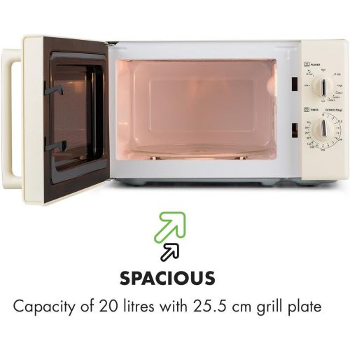  Klarstein Caroline Mikrowelle - Mikrowellen-Grill-Kombigerat, 2-in-1 Mikrowelle Grillfunktion, 20 Liter Garraum, 700 / 1000 Watt Leistung, Ø 25,5cm, beige