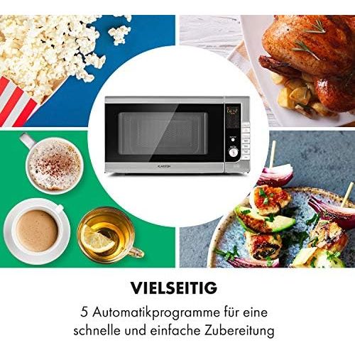  Klarstein CombiWave Mikrowelle, 1000 W, 43l Garraum (extra gross), Grillfunktion, 11 Leistungsstufen, LED-Display, digitale Kuechenuhr, Auftaufunktion, 8 Automatikprogramme, Glasdreh