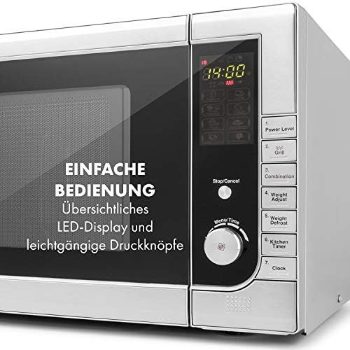  Klarstein CombiWave Mikrowelle, 1000 W, 43l Garraum (extra gross), Grillfunktion, 11 Leistungsstufen, LED-Display, digitale Kuechenuhr, Auftaufunktion, 8 Automatikprogramme, Glasdreh