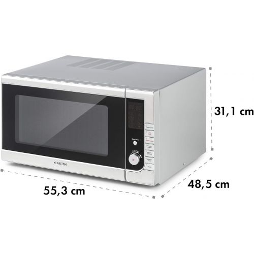  Klarstein CombiWave Mikrowelle, 1000 W, 43l Garraum (extra gross), Grillfunktion, 11 Leistungsstufen, LED-Display, digitale Kuechenuhr, Auftaufunktion, 8 Automatikprogramme, Glasdreh