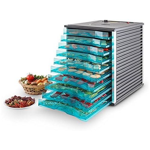  Klarstein Fruit Jerky 10 - Big Edition, Doerrautomat mit 800 W, Trockenautomat, 10 Etagen, Einschubkonstruktion, einstellbare Temperatur und Doerrzeit, Temperatur: bis 68°C, Timer, g