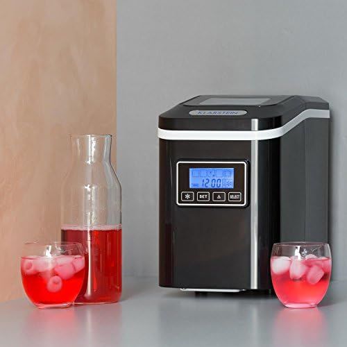  Klarstein Lannister Eiswuerfelbereiter - Eiswuerfelmaschine, Ice Maker, 10 kg / 24 h, 3 Wuerfelgroessen, Zubereitung in 8-10 min, 1,1 Liter Wassertank, Timer, LCD-Display, Sichtfenster,