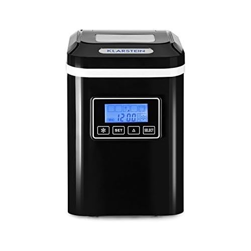  Klarstein Lannister Eiswuerfelbereiter - Eiswuerfelmaschine, Ice Maker, 10 kg / 24 h, 3 Wuerfelgroessen, Zubereitung in 8-10 min, 1,1 Liter Wassertank, Timer, LCD-Display, Sichtfenster,