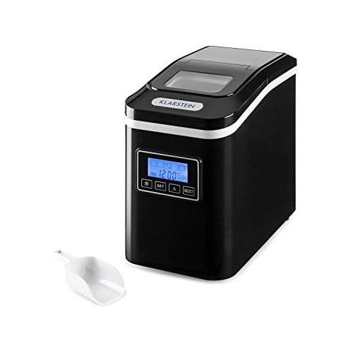  Klarstein Lannister Eiswuerfelbereiter - Eiswuerfelmaschine, Ice Maker, 10 kg / 24 h, 3 Wuerfelgroessen, Zubereitung in 8-10 min, 1,1 Liter Wassertank, Timer, LCD-Display, Sichtfenster,