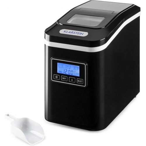  Klarstein Lannister Eiswuerfelbereiter - Eiswuerfelmaschine, Ice Maker, 10 kg / 24 h, 3 Wuerfelgroessen, Zubereitung in 8-10 min, 1,1 Liter Wassertank, Timer, LCD-Display, Sichtfenster,