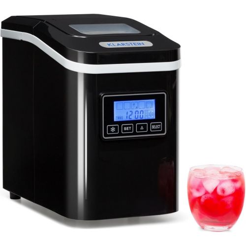  Klarstein Lannister Eiswuerfelbereiter - Eiswuerfelmaschine, Ice Maker, 10 kg / 24 h, 3 Wuerfelgroessen, Zubereitung in 8-10 min, 1,1 Liter Wassertank, Timer, LCD-Display, Sichtfenster,