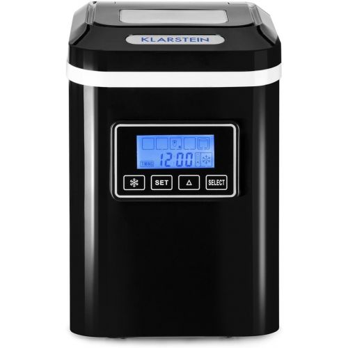  Klarstein Lannister Eiswuerfelbereiter - Eiswuerfelmaschine, Ice Maker, 10 kg / 24 h, 3 Wuerfelgroessen, Zubereitung in 8-10 min, 1,1 Liter Wassertank, Timer, LCD-Display, Sichtfenster,