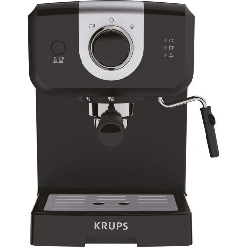  Besuchen Sie den Krups-Store Krups Opio XP320810 Kaffeemaschine, 15 bar Druck, Tassenwarmer und Milchaufschaumer, Drehregler, schwarz/silber