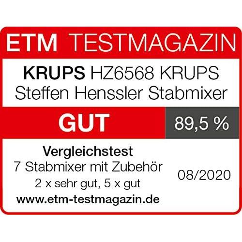  Krups HZ656815 Steffen Henssler Special Edition Stabmixer (1000 Watt, Geschwindigkeitseinstellungen: 20, inkl.: Messbecher, Schneebesen, Zerkleinerer) schwarz/silber