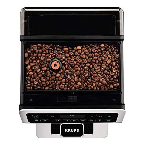 Krups EA891C Evidence Kaffeevollautomat (automatische Reinigung, 2-Tassen-Funktion, OLED-Display, 15 bar, Espresso-Kaffee-Maschine, Kaffeeautomat) chrome