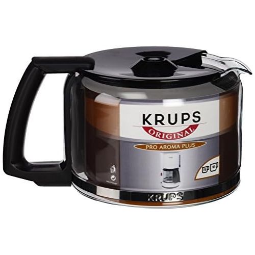  Krups F03442 Glaskrug Espresso-/Kaffeemaschinenzubehoer mit Deckel, 10 Tassen, schwarz