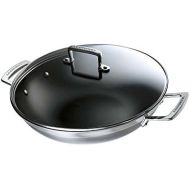 Besuchen Sie den Le Creuset-Store Le Creuset 3-ply Antihaft-Wok mit Glasdeckel, Ø 30 cm, Rostfreier Edelstahl, 4,8L Volumen, PFOA-frei, Fuer alle Herdarten inkl. Induktion geeignet, Silber