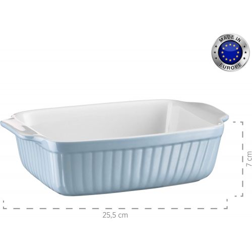  Besuchen Sie den MAESER-Store Maser 931487 Serie Kitchen Time, Auflaufform klein, rechteckig, ideal auch fuer Lasagne, als kleine Backform und Tiramisu-Form, kratz- und schnittfeste eckige Ofenform, 25,5 x 16 x