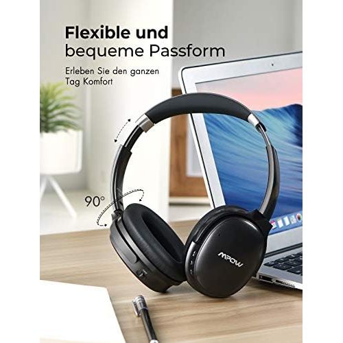  [아마존 핫딜]  [아마존핫딜]Noise Cancelling Kopfhoerer (ANC), Mpow H10 Bluetooth Kopfhoerer Over Ear mit Verbesserte Dual-Mic-ANC-Technologie, 30 Stunden Spielzeit, CSR-Chip, Faltbar fuer Reise, Arbeit, Schwarz