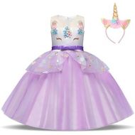 [아마존 핫딜] [아마존핫딜]NNJXD Madchen Einhorn Blume Rueschen Cosplay Party Hochzeit Prinzessin Kleid