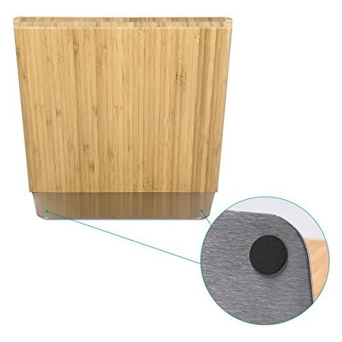  Besuchen Sie den Navaris-Store Navaris Messerhalter magnetisch Messerbrett aus Bambus - Magnet Messerblock Holz Magnethalter - Magnet-Messerblock Messer Halterung unbestueckt braun