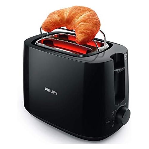 필립스 Besuchen Sie den Philips-Store Philips HD2581/90 Toaster, integrierter Broetchenaufsatz, 8 Braunungsstufen, schwarz