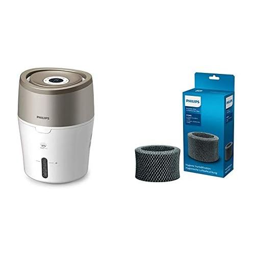 필립스 Philips HU4803/01 Luftbefeuchter (bis zu 25m², hygienische Nano-Cloud-Technologie, leiser Nachtmodus, Automodus) weiss und grau metallic mit Ersatzfilter FY2401/30