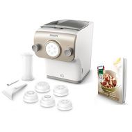 Philips HR2381/05 Pastamaker (200 Watt, vollautomatische Nudelmaschine, mit Wiegefunktion und 6 Formscheiben) weiss /champagnerfarben