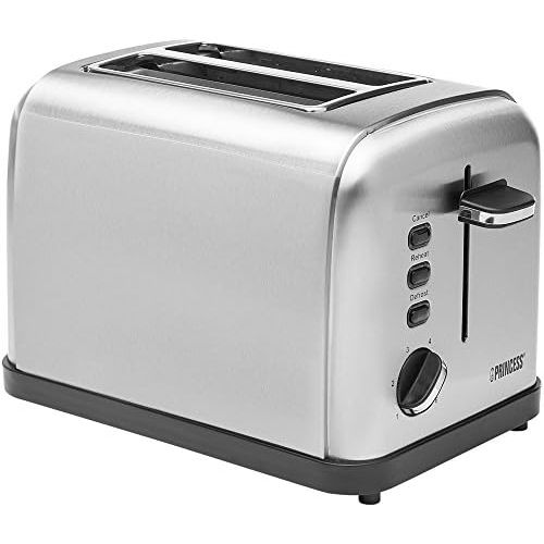  Besuchen Sie den Princess-Store Princess Edelstahl Toaster mit zwei Schlitze  herausnehmbares Kruemmelfach - Auftau-, Aufwarm- & Stoppfunktion , 142354