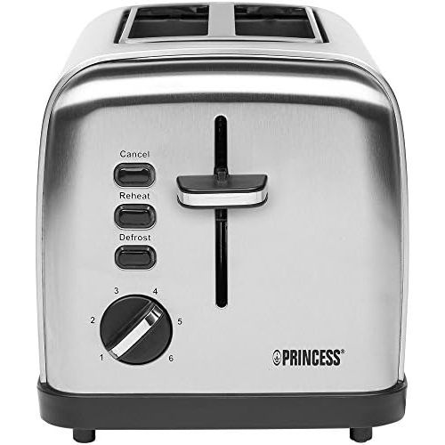  Besuchen Sie den Princess-Store Princess Edelstahl Toaster mit zwei Schlitze  herausnehmbares Kruemmelfach - Auftau-, Aufwarm- & Stoppfunktion , 142354