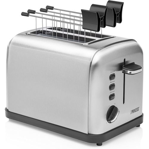  Besuchen Sie den Princess-Store Princess Edelstahl Toaster mit zwei Schlitze  herausnehmbares Kruemmelfach - Auftau-, Aufwarm- & Stoppfunktion , 142354