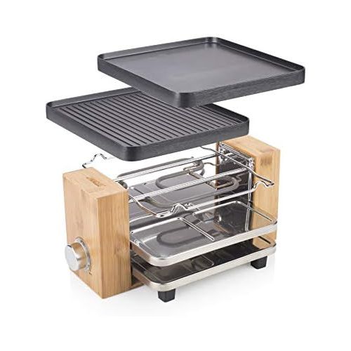  Besuchen Sie den Princess-Store Princess Raclette Grill in Bambusausfuehrung - fuer bis zu 4 Personen, regelbare Heizstufe, 2 m Kabelzuleitung, 700 Watt, inkl. Holzspatel, 162900