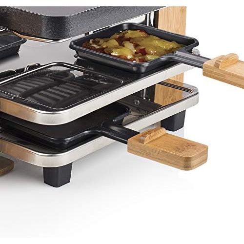  Besuchen Sie den Princess-Store Princess Raclette Grill in Bambusausfuehrung - fuer bis zu 4 Personen, regelbare Heizstufe, 2 m Kabelzuleitung, 700 Watt, inkl. Holzspatel, 162900