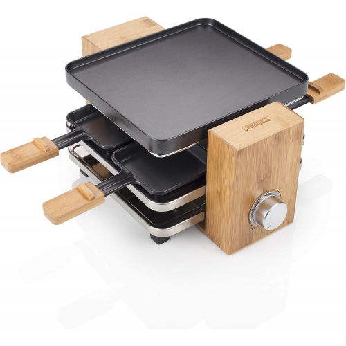  Besuchen Sie den Princess-Store Princess Raclette Grill in Bambusausfuehrung - fuer bis zu 4 Personen, regelbare Heizstufe, 2 m Kabelzuleitung, 700 Watt, inkl. Holzspatel, 162900