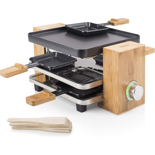  Besuchen Sie den Princess-Store Princess Raclette Grill in Bambusausfuehrung - fuer bis zu 4 Personen, regelbare Heizstufe, 2 m Kabelzuleitung, 700 Watt, inkl. Holzspatel, 162900