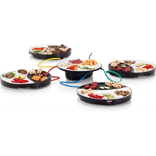  Princess 01.103080.01.001 Dinner4All Tischgrill fuer bis zu 4 Personen - abnehmbare Porzellanplatten 103080, schwarz, keramik