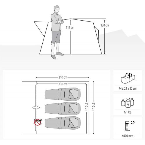  Besuchen Sie den Qeedo-Store Qeedo Quick Villa Familienzelt (3, 4 oder 5 Mann) mit Quick Up System - grau