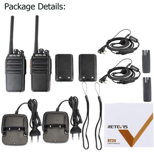  [아마존 핫딜]  [아마존핫딜]Retevis RT24 Walkie Talkie mit Headset Lizenzfrei PMR Funkgerat Set 16 Kanale Lange Reichweite Wiederauflabar EU-Stecker Ladeschale Funkgerate (1 Paar, Schwarz)