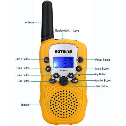  [아마존 핫딜]  [아마존핫딜]Retevis RT388 Walkie Talkies fuer Kinder PMR446 8 Kanale Kinder Funkgerate mit LC-Display Taschenlampe Walki Talki set Kinder Geschenke fuer Kinder Spielzeug fuer Madchen Junge (1 Paa