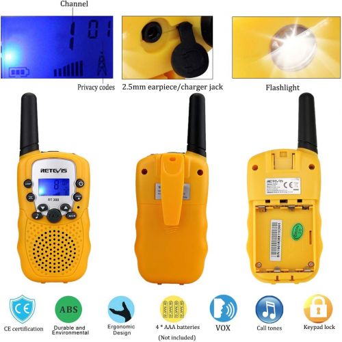  [아마존 핫딜]  [아마존핫딜]Retevis RT388 Walkie Talkies fuer Kinder PMR446 8 Kanale Kinder Funkgerate mit LC-Display Taschenlampe Walki Talki set Kinder Geschenke fuer Kinder Spielzeug fuer Madchen Junge (1 Paa