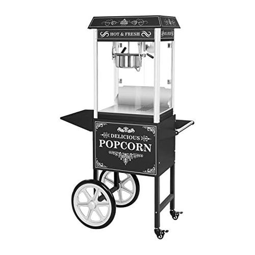  Besuchen Sie den Royal Catering-Store Royal Catering RCPW.16.2 Popcornmaschine retro Popcorn Maker gross Popcorn Bereiter mit Wagen Schwarz