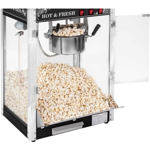  Besuchen Sie den Royal Catering-Store Royal Catering RCPW.16.2 Popcornmaschine retro Popcorn Maker gross Popcorn Bereiter mit Wagen Schwarz