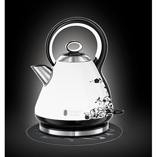  Besuchen Sie den Russell Hobbs-Store Russell Hobbs Wasserkocher Legacy Floral weiss, 1,7l, 2400W, Schnellkochfunktion, optimierte Ausgusstuelle, herausnehmbarer Kalkfilter, Teekocher mit innovativem Griff, 21963-70