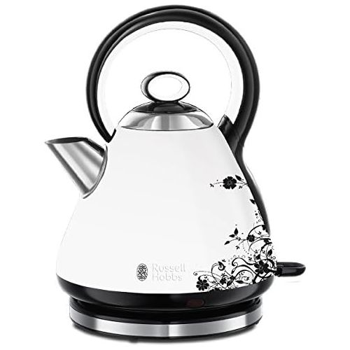  Besuchen Sie den Russell Hobbs-Store Russell Hobbs Wasserkocher Legacy Floral weiss, 1,7l, 2400W, Schnellkochfunktion, optimierte Ausgusstuelle, herausnehmbarer Kalkfilter, Teekocher mit innovativem Griff, 21963-70