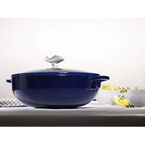  Besuchen Sie den STAUB-Store STAUB Fisch Cocotte 28 cm, Gusseisen, Induktionsgeeignet, Dunkelblau