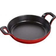 [아마존베스트]Staub 1301606 stapelbare Auflaufform, rund 16 cm, 0,4 L mit mattschwarzer Emaillierung im Inneren der Auflaufform kirschrot