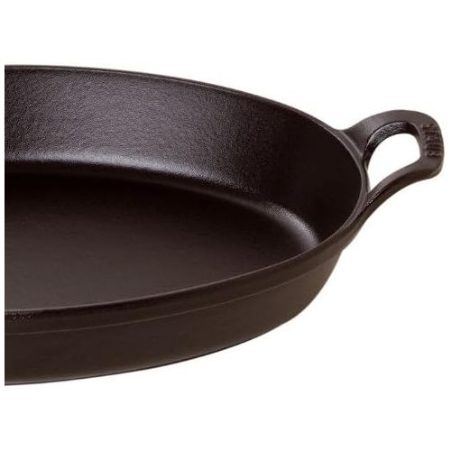  Staub 1302123 stapelbare Auflaufform, oval 21 cm, 0,7 L mit mattschwarzer Emaillierung im Inneren der Auflaufform, schwarz