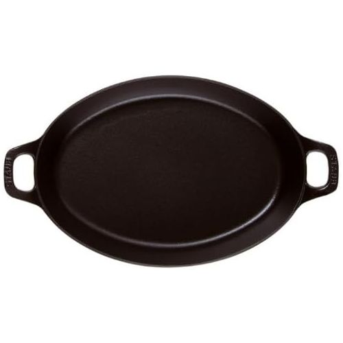  Staub 1302123 stapelbare Auflaufform, oval 21 cm, 0,7 L mit mattschwarzer Emaillierung im Inneren der Auflaufform, schwarz