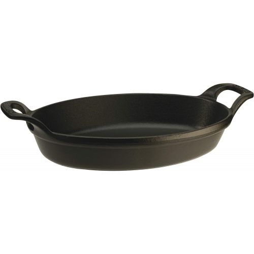  Staub 1302123 stapelbare Auflaufform, oval 21 cm, 0,7 L mit mattschwarzer Emaillierung im Inneren der Auflaufform, schwarz