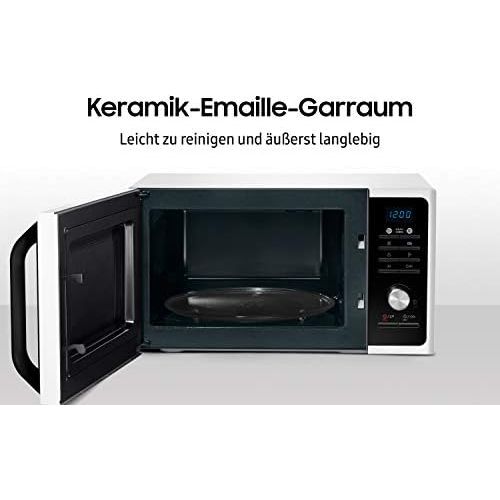 삼성 Samsung MG23F301TAW/EG Mikrowelle mit Grill / 800 W / 23 L Garraum / 48,9 cm Breite / Keramik-Emaille-Innenraum / 20 Vitalprogramme / weiss